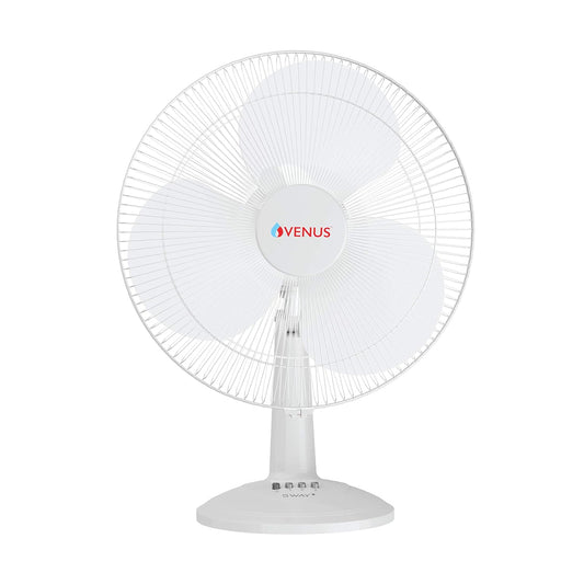 VENUS Sway Plus STF-400 Table Fans | 400mm | 60W |Oscillation with 3 Speed Option | 2 year Gurantee | BEE 1 Star Rating | ISI Certified (White)