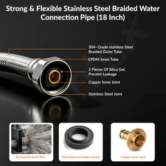 Plantex Stainless Steel Leak Proof Geyser Connection Pipe | 36 Inch Hot & Cold Water Geyser Pipe | Set of 2 | G1/2 Thread | Connection Pipe for Water Heater, Mixer & Sink | Chrome(pk-2)-2