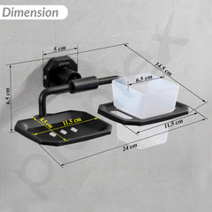 Plantex 304 Grade Stainless Steel 2in1 Soap Dish with Tumbler Holder/Soap Stand/ABS Materail Tooth Brush Holder/Bathroom Accessories - Nipron (Black)-2