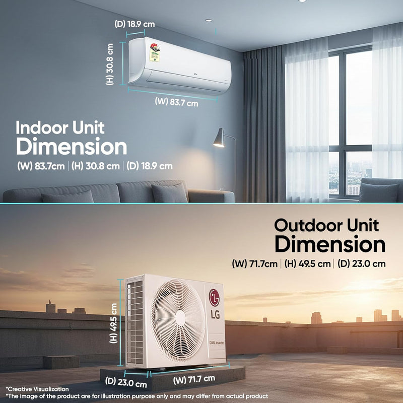 LG 1 Ton 3 Star Smart Inverter Split AC (Copper, AI Convertible 6-in-1 Cooling, Faster Cooling & Energy Saving, HD Filter with Anti-Virus Protection, Him Clean, 2026 Model, AS-Q12CNXE, White)
