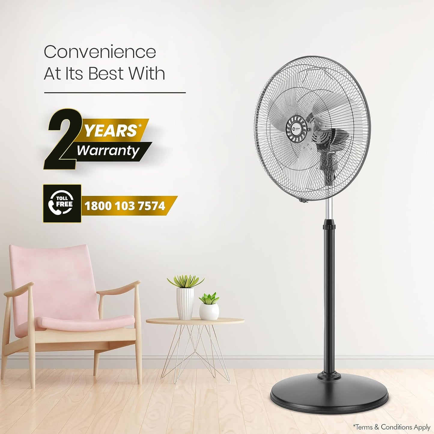 Orient Electric 450mm Tornado Pedestal Fan for home | Powerful Motor, High Air Delivery |3-Speed Control, High Speed Stand Fan | Metal Body, Telescopic Arrangement| 2 Years Warranty by Orient | Black