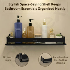 Plantex Stainless Steel Bathroom Shelf/Rack/Bathroom Organizer with Drill/Kitchen Storage Shelf/Wall Mounted Washroom Accessories - (15 x 5 Inch, Black)-3