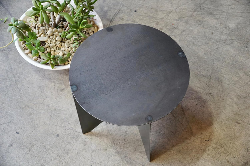 Solid Sheesham Wooden Side Table/Plant Stand with Geometric Design and Round Top Minimalist Home Décor Accent f