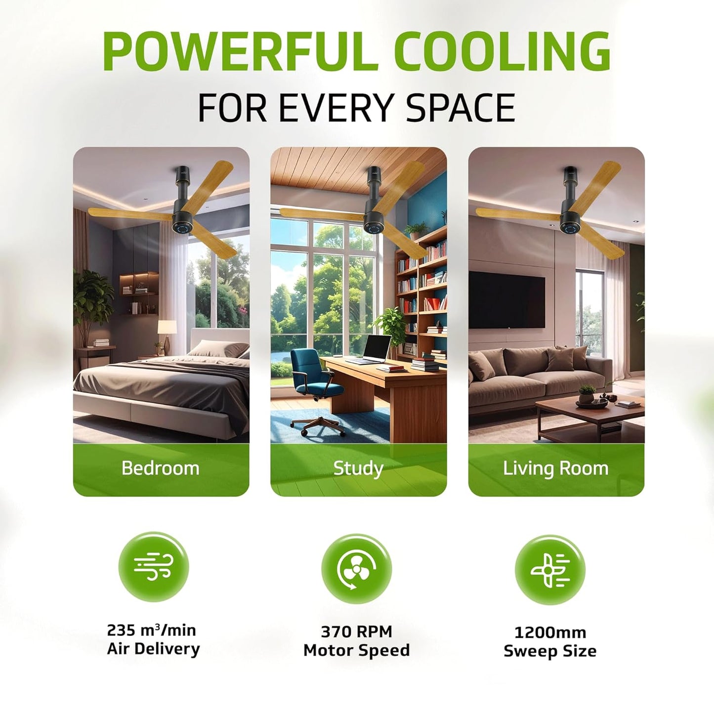 V-Guard Insight-G Premium BLDC Ceiling Fan For Home | 6 Speed Settings | 5-Star Energy Saving | Convenient Remote Control | High-Speed 100% Copper Motor | 1.2M (Choco Gold Wood)