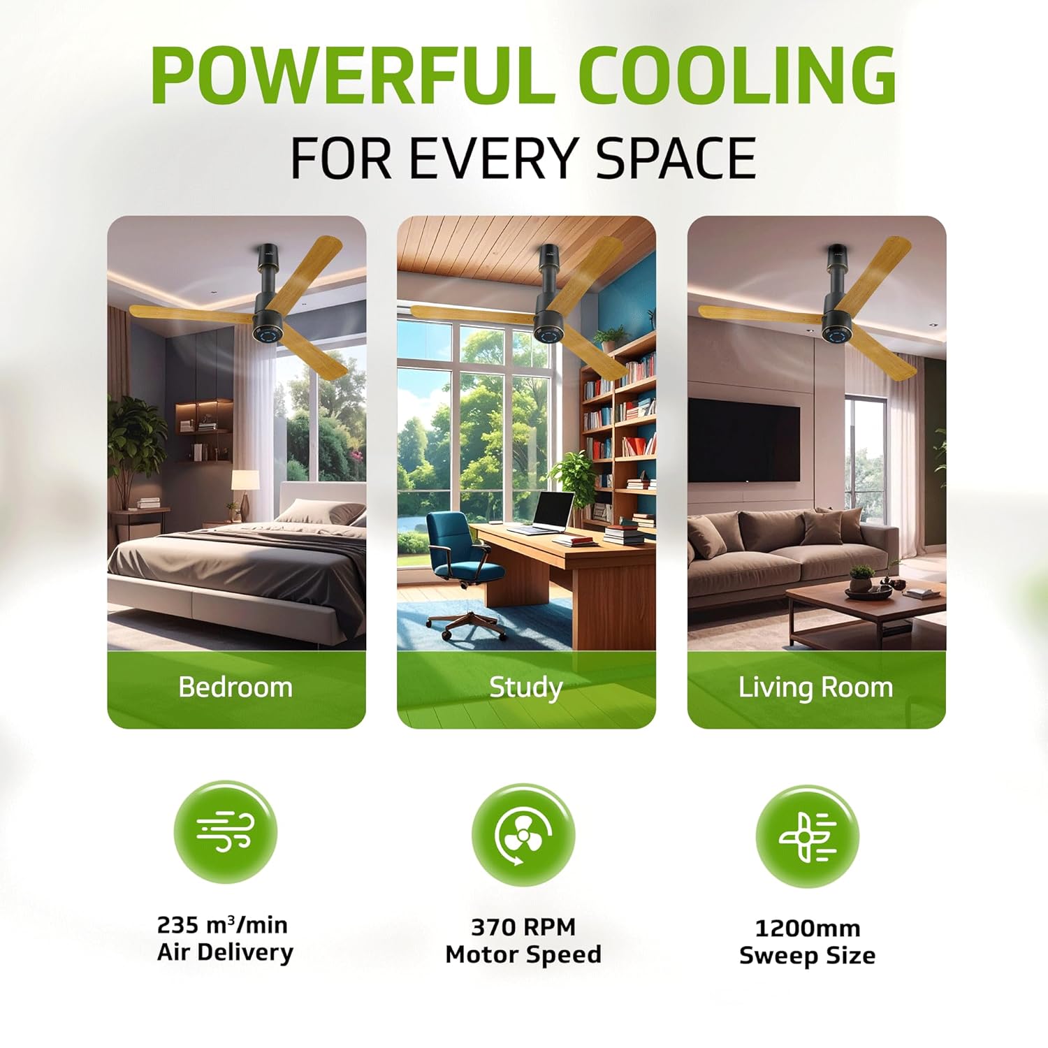 V-Guard Insight-G Premium BLDC Ceiling Fan For Home | 6 Speed Settings | 5-Star Energy Saving | Convenient Remote Control | High-Speed 100% Copper Motor | 1.2M (Choco Gold Wood)