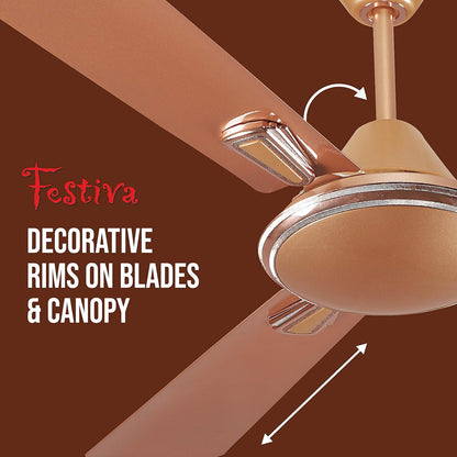Havells Festiva 1200mm Dust Resistant Ceiling Fan (Pearl Copper)