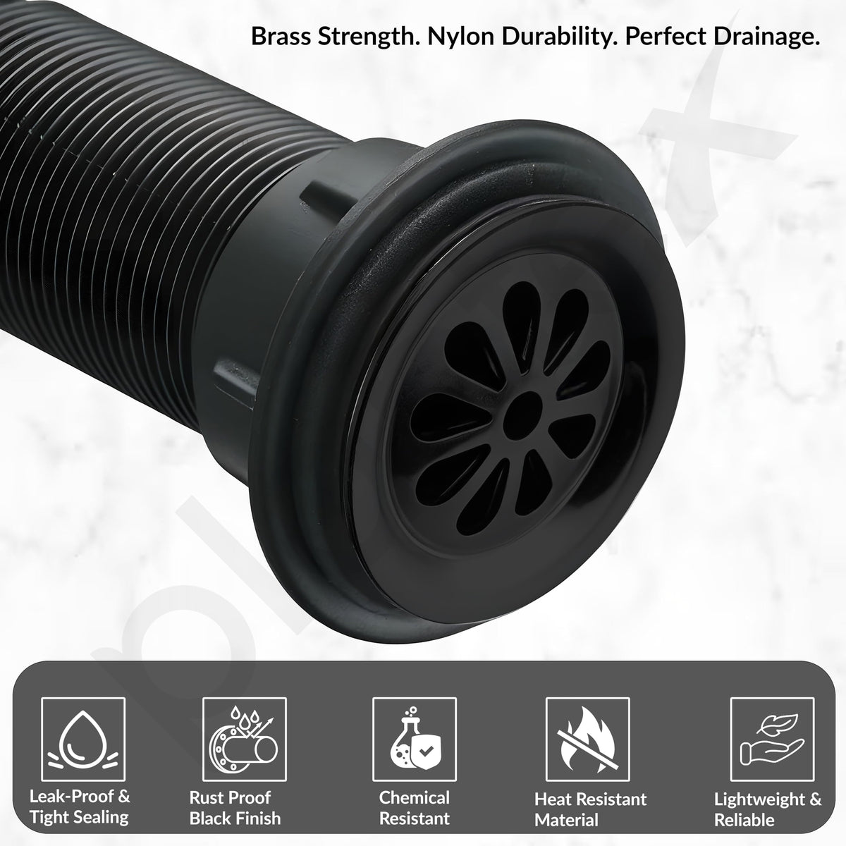 Plantex 4 Inch Waste Coupling for Washbasin/Nylon Thread Body with Brass Head Coupling/Coupling for Sink - Pack of 1 (BH-1116, Black)-6