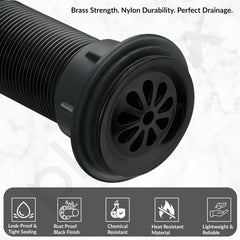 Plantex Brass with Nylon 6 inch Full Thread Waste Coupling for Wash Basin/Coupling for Sink - Pack of 1 (BH-1116, Black)-6