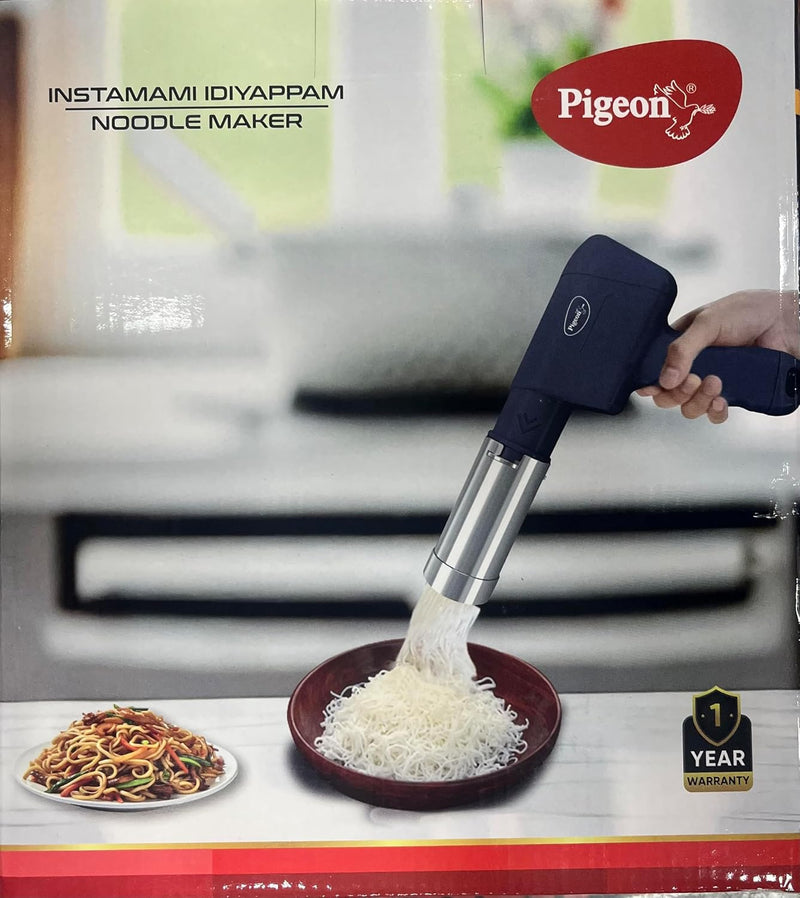 Pigeon Electric Rechargeable Idiyappam and Noodle Maker, Pasta Machine with 5 Molds, Dough Press