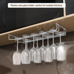 Plantex Wine Glass Rack/Holder Upside Down Glass Hanging Stand for Pubs/Kitchen/Bars (Double Line / 16 x 9 Inches)-2