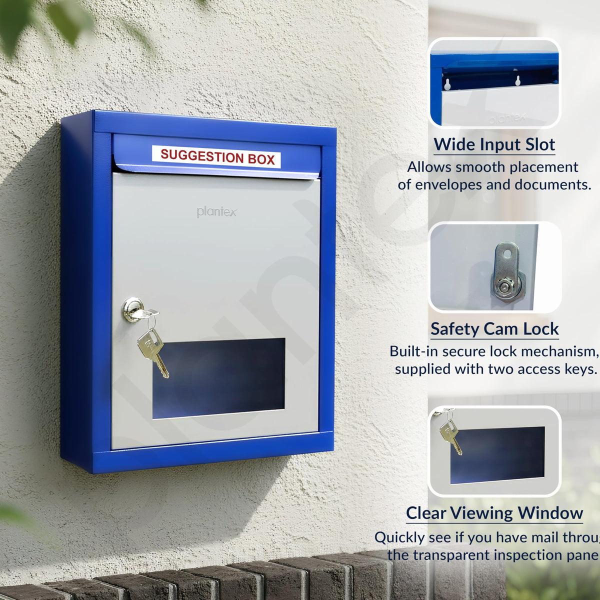 Plantex All in One Multipurpose Letter Box/Suggestion Box for Office/Post Box for Home gate/Donation Box/Complaint Box/with Lock - Pack of 10 (Blue & Ivory)-5