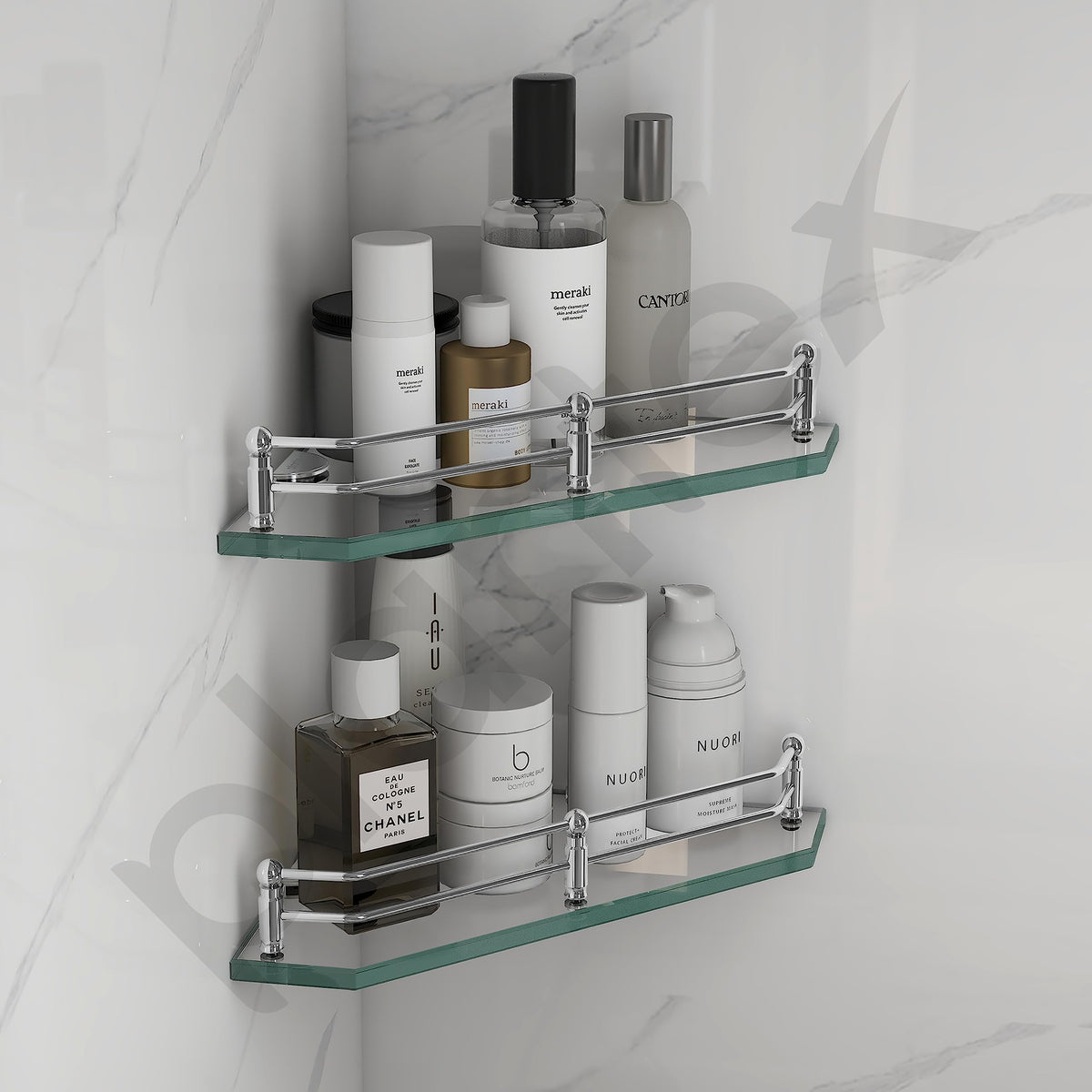 Plantex Corner Glass Shelf for Bathroom Wall/Glass Shelf for Kitchen/Bathroom/Living Room Corner Shelf (9x9 Inches - Pack of 2)-6