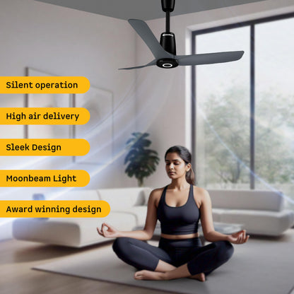 atomberg Aris Contour Smart 1200mm Voice Controlled BLDC Ceiling Fan with Remote|BEE 5 Star|Best-in-class Air Flow | Silent Operation| Designer Fan | Free Installation | 5 Year Warranty | Marble White