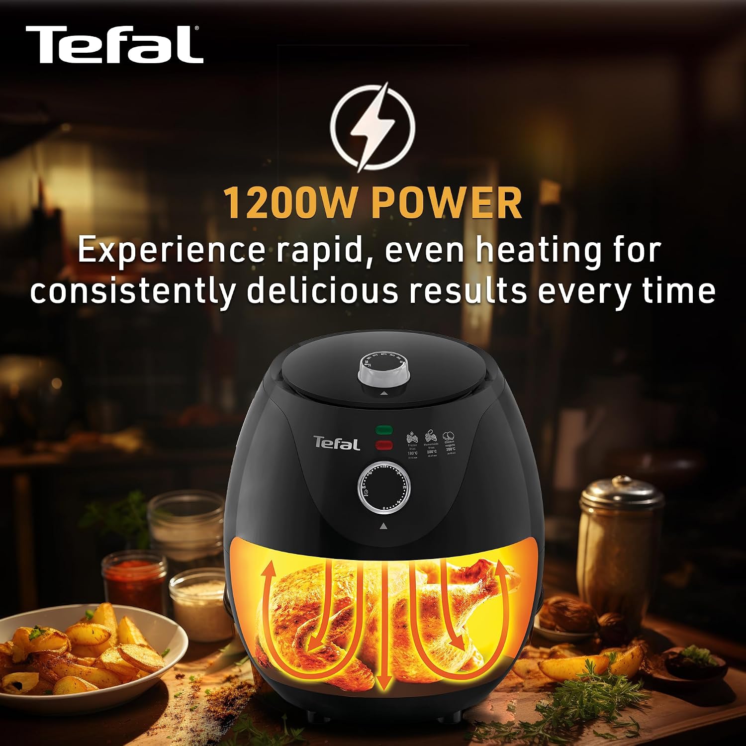 Tefal Easy Fry Air Fryer/Powerful 1200W / Customisable Temperature Control from 80°C to 200°C | 60-Minute Timer| 3.2 L | For Health-conscious Individuals | Multifunctional Cooking | 2 Year Warranty