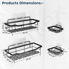 Plantex Self Adhesive Bathroom Combo Bathroom Shelf/Soap Dish/Multipurpose Bathroom Organizer/Soap Holder/Bathroom Accessories - Combo (Black)-4
