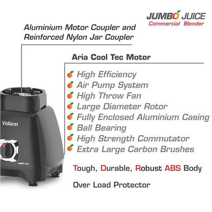 Vidiem Jumbo Juice 1000W Juicer Mixer Grinder  | 1 Multipurpose Jar | Juicer Blender for Smoothies, Ice Crushing, Fruit Juices, Nutri Blending | 1-Year Warranty