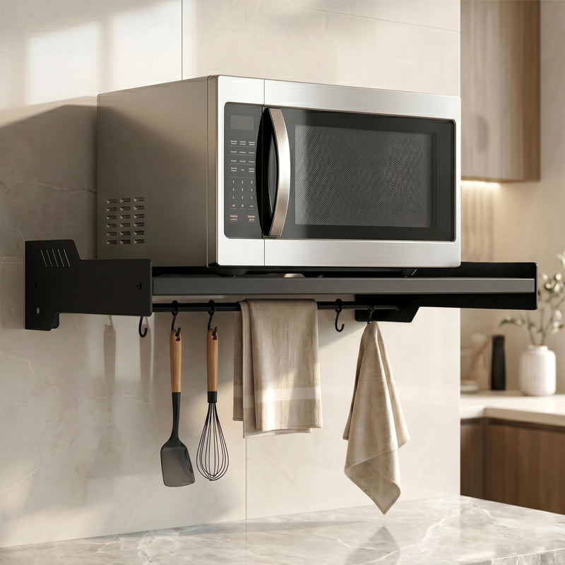 Plantex Oven Stand for Kitchen/GI Steel Oven Stand/Wall Mounted Oven Organizer for Home/Kitchen - Pack of 1 (Black)-1