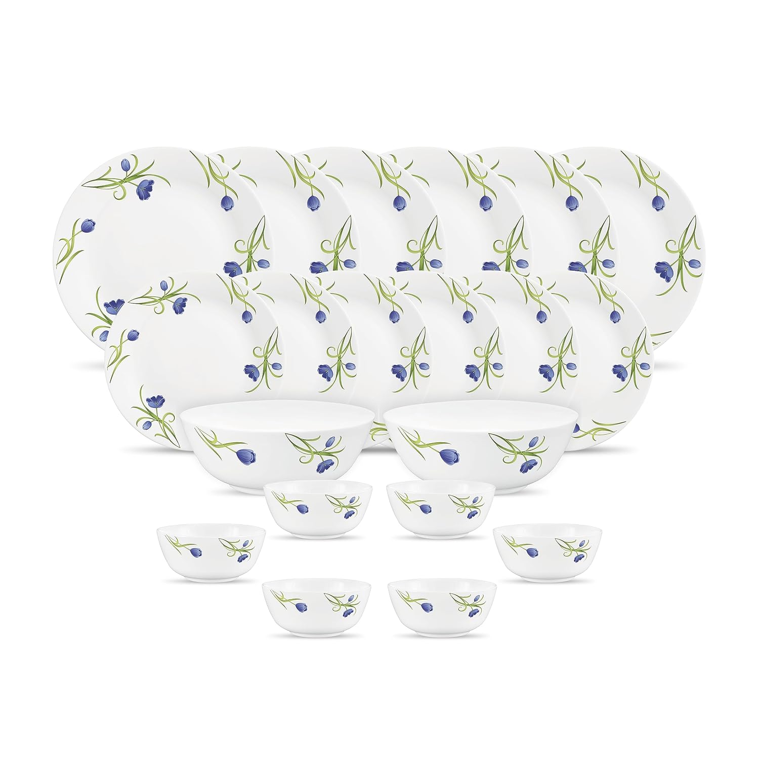 Diva by La Opala, Pearl Collection, Opal Glass Dinner Set 20 pcs, Turquoise Trims, White
