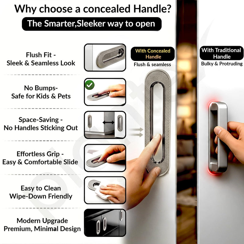Plantex Sliding Door Handle/Concealed Handle for Sliding Door/224mm Concealed Handle for Wardrobe/Kitchen Cabinet - Pack of 1 (Satin) (Model APS-DTC-3770)-5