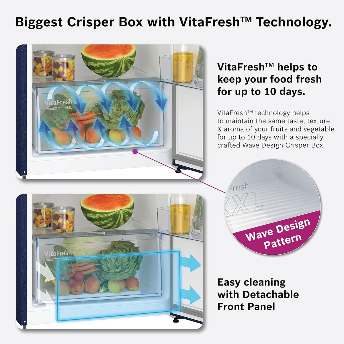 Bosch 269L 3star (2023) Frost free Refrigerator Appliance CTC29BT31I (Convertible Transition Blue)