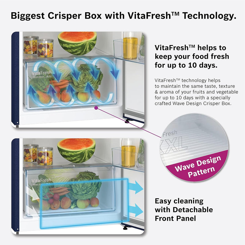 Bosch 269L 3star (2023) Frost free Refrigerator Appliance CTC29BT31I (Convertible Transition Blue)
