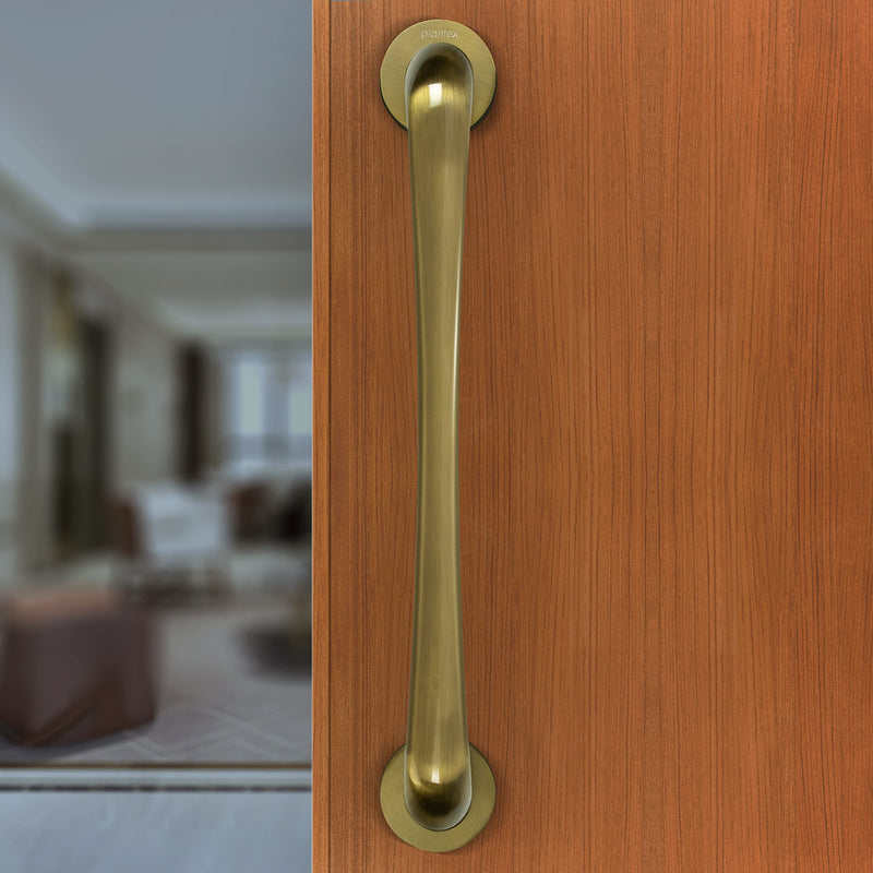 Plantex Polo 14 inches Door Handle for Main Door/Handle for Glass Door/Wooden/Push and Pull Operations/3 Years Warranty (Rich Brass Antique - Big)-3