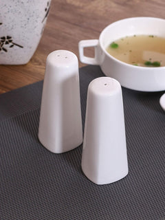 Clay Craft Basics Cruet Set/Salt and Pepper Shaker, Tower Look, White Ceramic, 2 Pcs