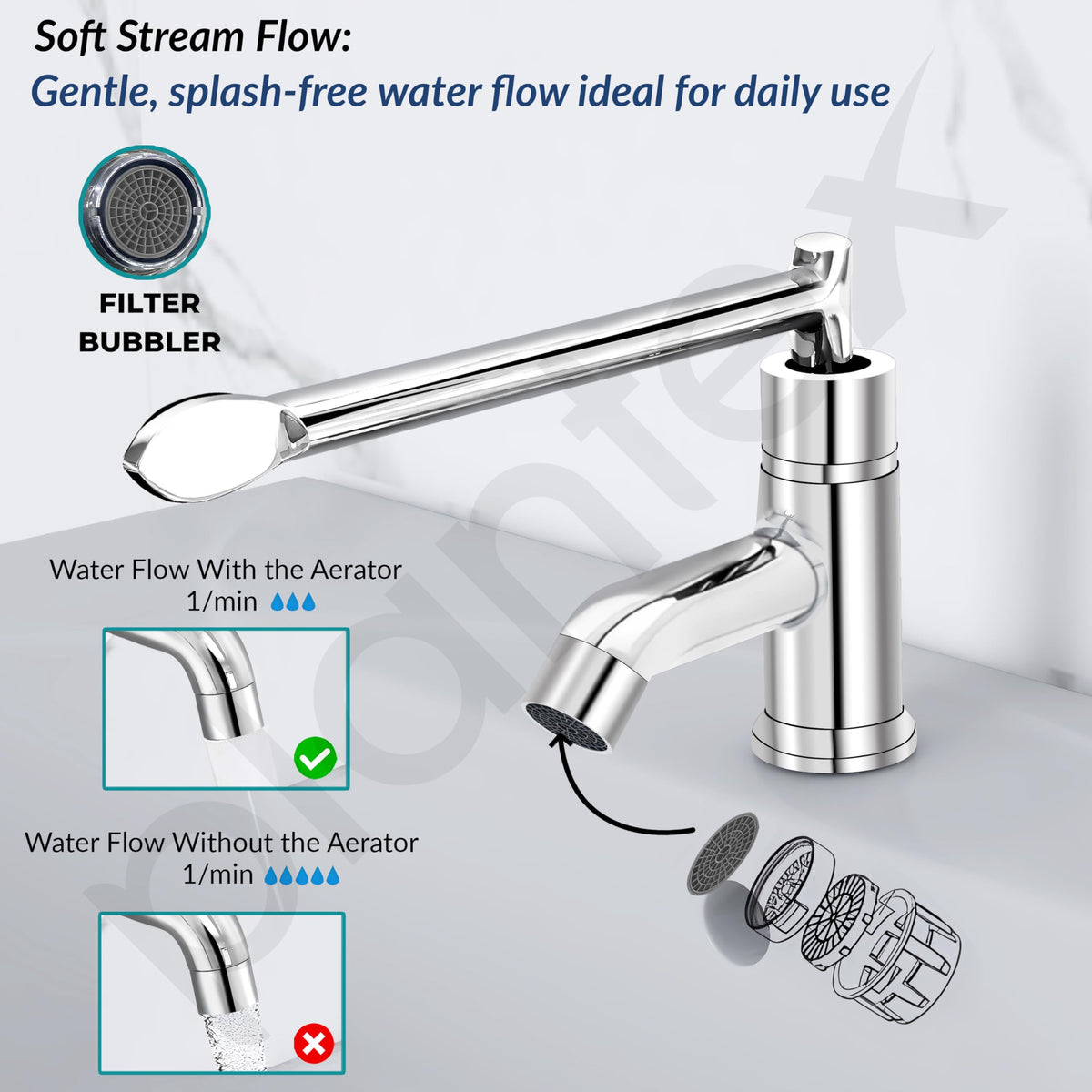 Plantex Lab Pillar Cock for Bathroom/Pillar Cock for Wash Basin with Teflon Tap - Pack of 1 (AC05, Chrome)-6