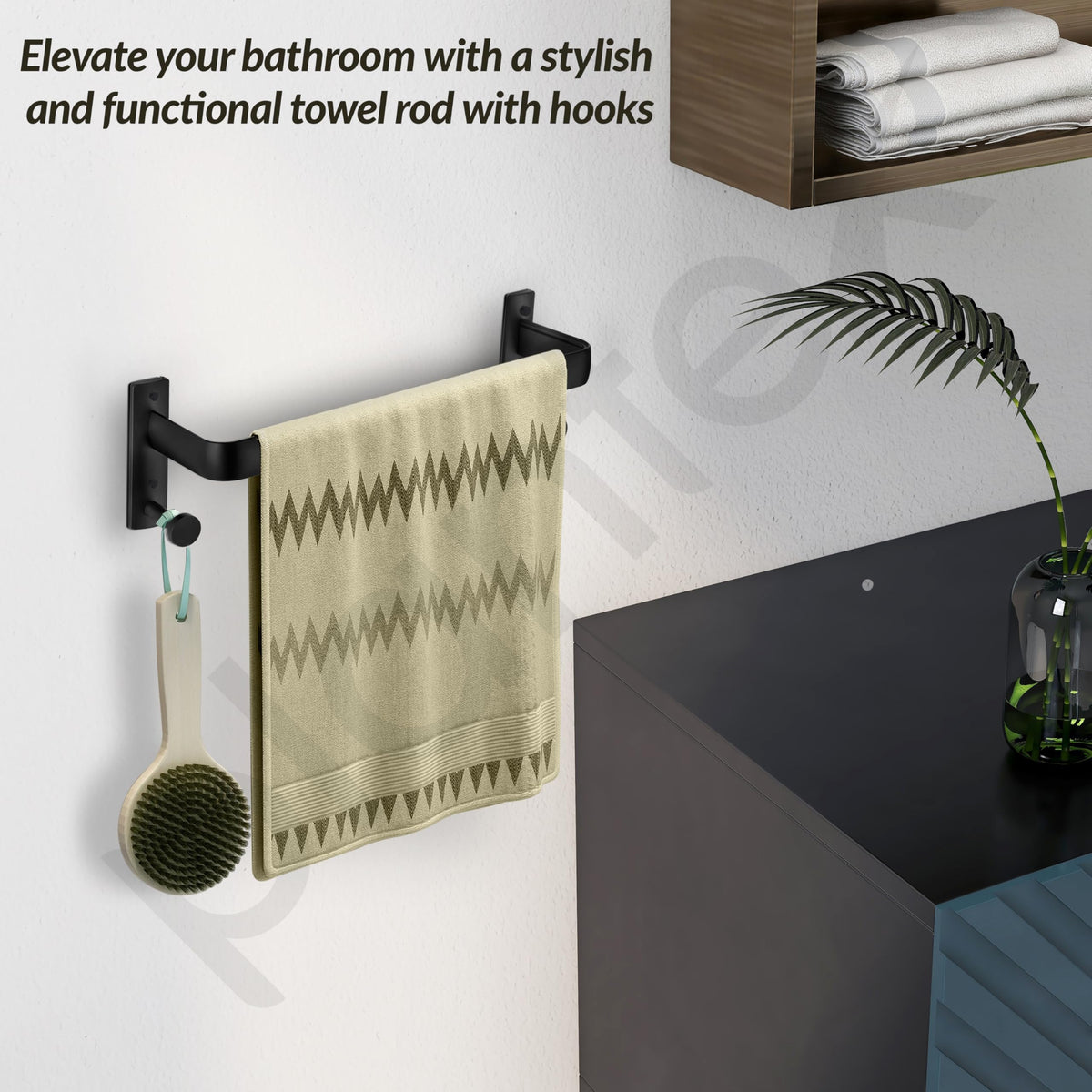 Plantex Single Towel Rod for Bathroom/Cloth Hanger for Wall/Towel Holder/9 Inch Towel Bar/Bathroom Accessories (1511, Black)-5