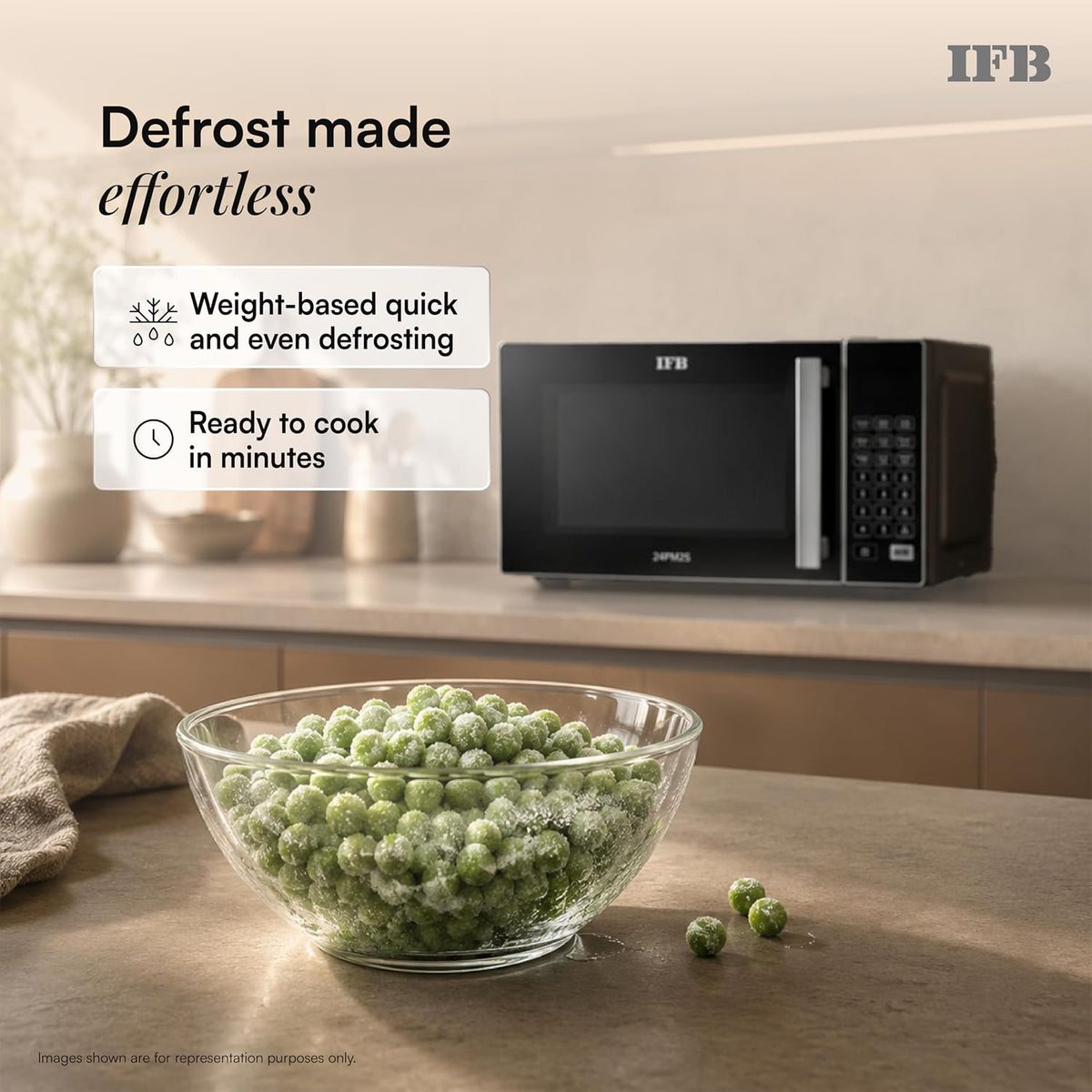 IFB 24L Solo Microwave Oven with 69 Auto Cook Menus (24PM2S, Silver, Mug Recipes, Steam Clean, Auto Reheat, Preset Timer