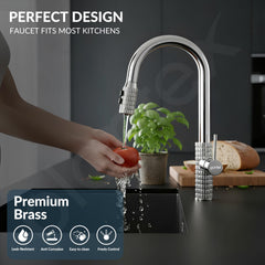 Plantex Pure Brass Pull-Down Kitchen Sink Tap/Kitchen Sink Faucet/Sink Tap for Kitchen Basin with 360? Swivel Spout - (2045, Chrome)-3