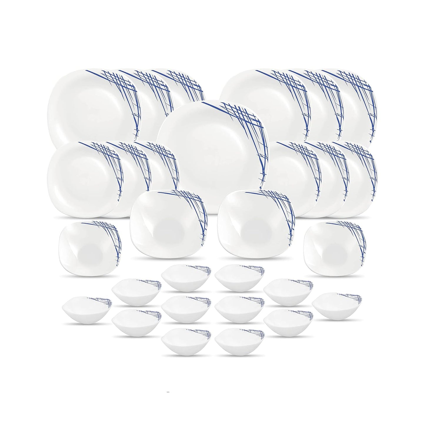 Diva La Opala, Quadra Collection, Opal Glass Floral Dinner Set 29 Pcs, Belladonna, White