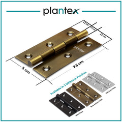 Plantex Stainless Steel Door Hinges 3 inch x 16 Gauge/1.5 mm Thickness Home/Office/Hotel/Hinges for Main Door/Soft Movement Door Hinge/Kabza - Pack of 12 (Brass Antique)-3
