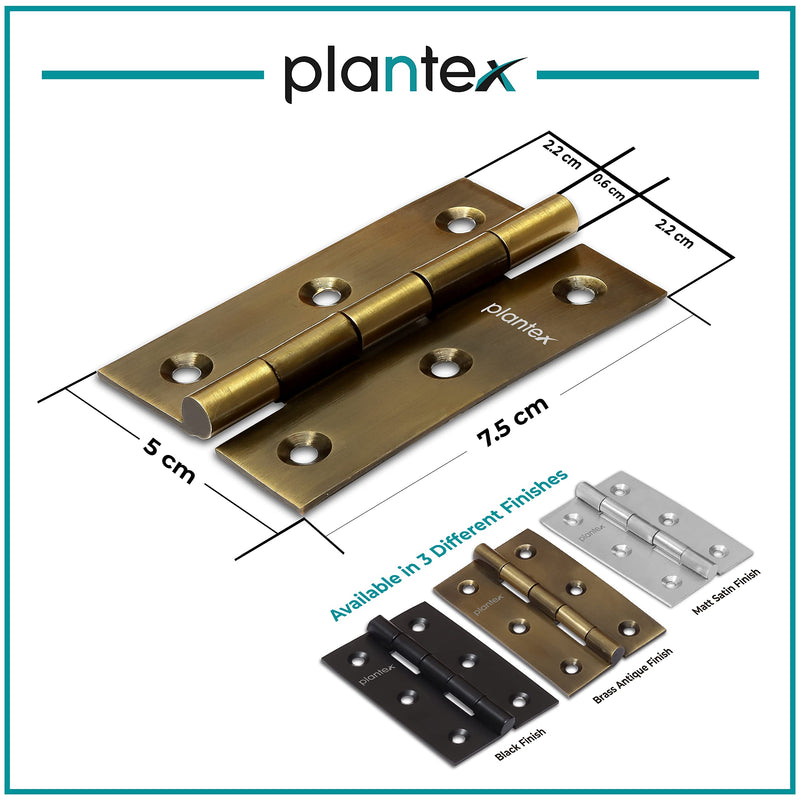 Plantex Stainless Steel Door Hinges 3 inch x 16 Gauge/1.5 mm Thickness Home/Office/Hotel/Hinges for Main Door/Soft Movement Door Hinge/Kabza - Pack of 12 (Brass Antique)-3
