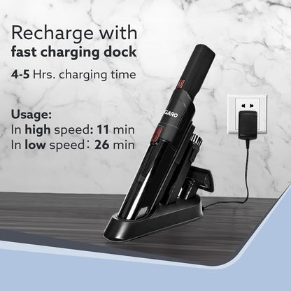 AGARO Sapphire Hand Held Vacuum Cleaner,Up to 15 kPa Powerful Suction with Fast Charging Dock, Rechargeable Portable Powerful Cleaner, Lightweight Hand Held Vacuum Cleaner for Home, Office, and Car