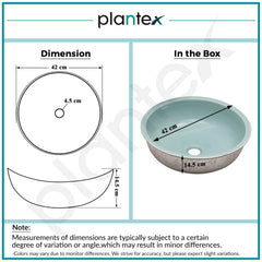 Plantex Ceramic Round Basin for Bathroom/ Table Top Basin/ Washbasin for Bathroom/ Restaurant/Hotel (16.5 x 16.5 x 6 Inch)-3