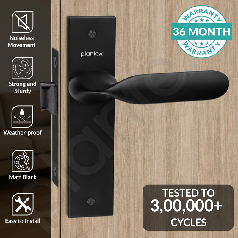 Plantex Heavy Duty Door Lock Bathroom Door Lock/Mortise 8inch Keyless Plate Handle Set for Home/Bathroom/Store Room/Balcony/Office with Baby Latch (8106, Z-Black)-2