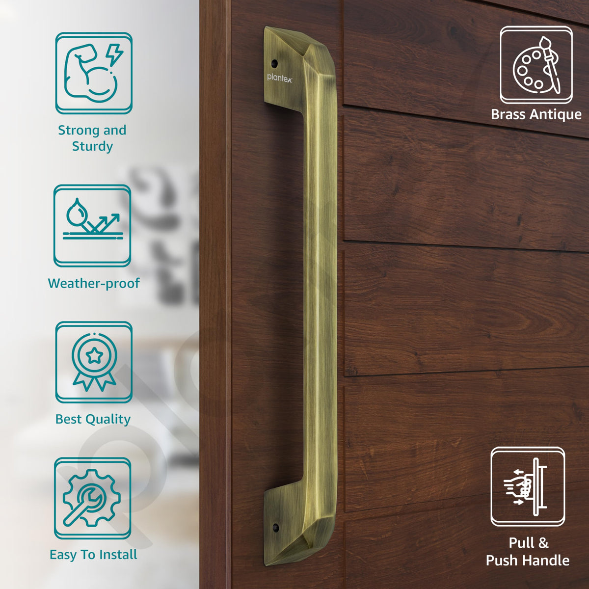 Plantex Door Handle/Main Door Handle/14 Inch Pull-Push Handle for Home & Office/3 Years Warranty Pack of 1 (SH-351, Brass Antique)-3
