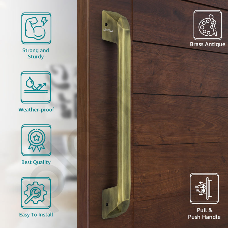 Plantex Door Handle/Main Door Handle/14 Inch Pull-Push Handle for Home & Office/3 Years Warranty Pack of 1 (SH-351, Brass Antique)-3