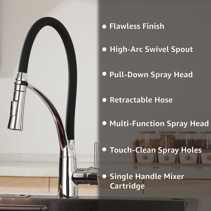 Plantex Designer Kitchen Sink Faucet/Pull Out Faucet for Kitchen Sink with 360‚° Rotatable Flexible tap for Kitchen Sink Deck Mounted -(Chrome & Black)-3
