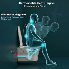 Plantex Platinum Ceramic Wall Hung Western Commode/Rimless Washdown Commode for Toilet/Western Toilet With Soft Close Toilet Seat - P Trap (Thunder)-3