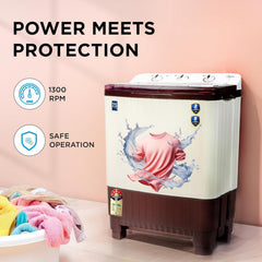 Midea 7.5 kg 5 star Semi Automatic Top Loading Washing Machine, Maroon, Rust proof Body, Air Dry Function (MWMSA075PPG(MW), Rat Away Feature)