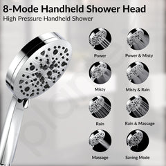 Plantex Telephonic Brass Wall Mixer for Bathroon 2 in 1/Hand Shower 8 Modes/1.5 mtr. Hose Pipe with Self Adhesive Bracket/Bathroom Accessories-5