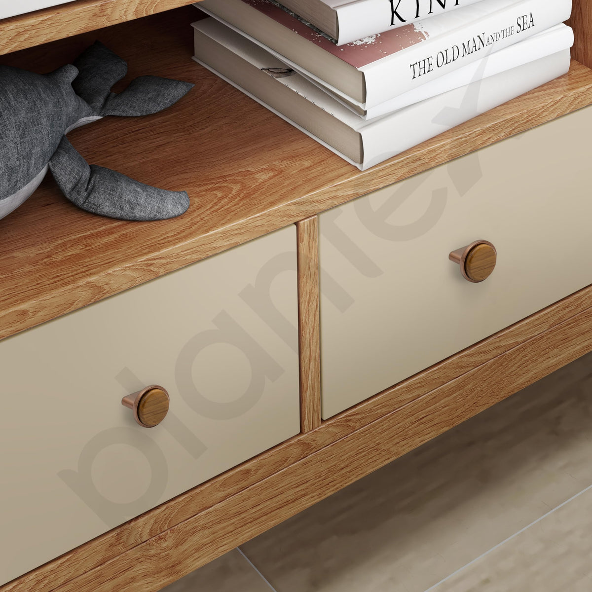 Plantex Knobs for Drawer/Round Drawer Knobs/Knobs for Cabinets/Pull-Push Knobs for Kitchen/Bedroom Drawer - Pack of 1 (Small, Rose Gold & Wood)-2