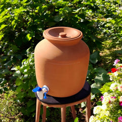 Handmade Clay Water Jug 5 Liter with Tap & Down Dhakkan – Natural Earthen Pot for Cool & Fresh Drinking Water – Eco Friendly Mitti Matka, Traditional Design by Rajender Clay Handicraft
