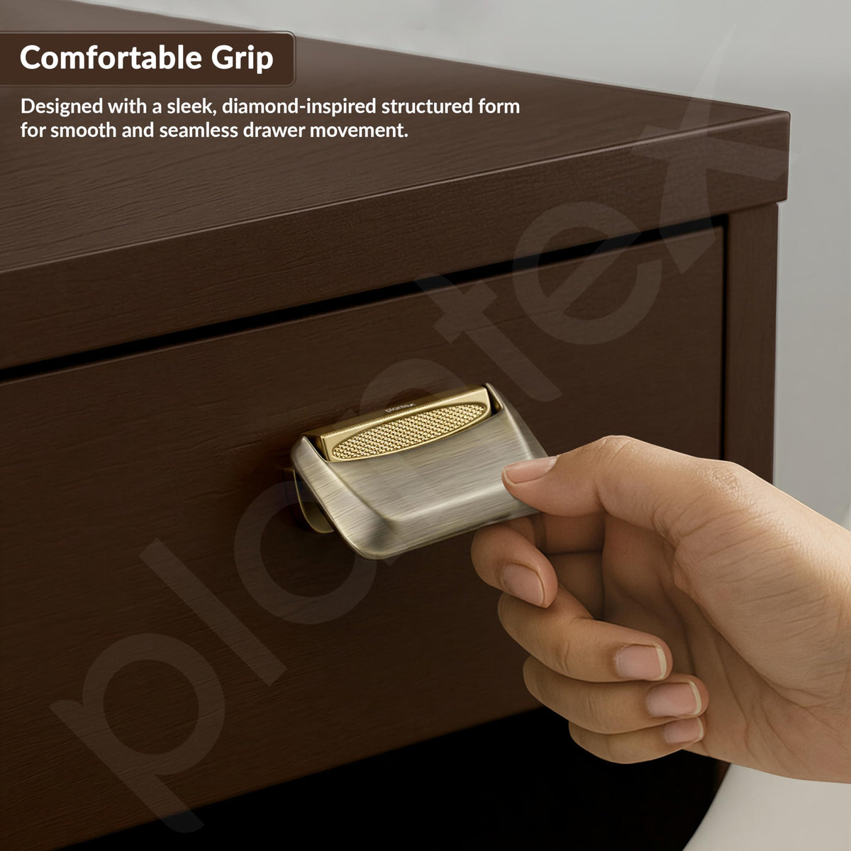Plantex Drawer Kadi/3 Inch Chest Handle for Drawer/Rectangular Cabinet Kadi/Pull-Push Kadi for Home/Office Drawer - Pack of 3 (DTK-295, Brass Antique & Gold-5