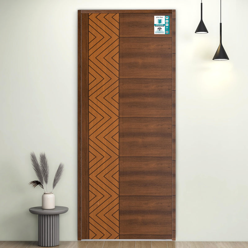 Plantex WPC Doors for Bathroom (25 mm - Thickness)/Termiteproof Bathroom Door/2.25x6.75 Feet Wooden Finished Door for Home/Balcony/Office/Kitchen, Density-550 (27x81 inch,20 kg- Ember Pattern)-1
