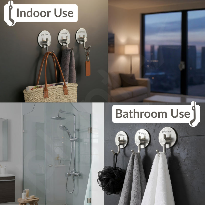 Plantex Wall Hanging Hook/Bath Towel Hook/Self Adhesive Round Robe Hooks for Kitchen/Bathroom/Stylish Home Decor Items - Pack of 4 (Chrome)-2