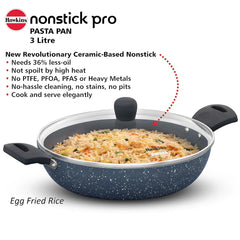 Hawkins Nonstick Induction Pasta Pan, 26 cm Diameter, Granite Fry Pan, Blue (ICP26G)