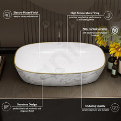 Plantex Ceramic Wash Basin for Bathroom/Table Top Ceramic Basin/Washbasin for Bathroom (White - 24 x 15 x 5.5 Inch)-4